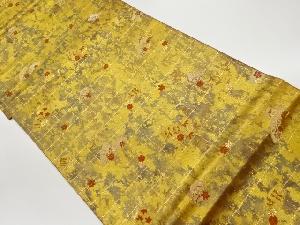 服部織物製　引箔地紙に色紙・草花模様織出し袋帯